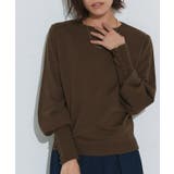 ブラウン | ネックが選べるクルミボタンボリューム袖ニット ニット 袖 | Pierrot