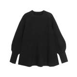 ブラック | ふんわりウォッシャブルボリューム袖フレアニット ニット ボリューム袖 | Pierrot