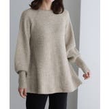 杢ベージュ | ふんわりウォッシャブルボリューム袖フレアニット ニット ボリューム袖 | Pierrot