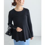 ブラック | ビスチェ風ペプラムニット ニット ペプラム | Pierrot