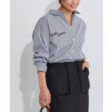 インディゴ | 刺繍ストライプシャツ シャツ ストライプ | Pierrot