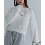 オフホワイト | [ECLAM] フェザークロップドニット ニット | Pierrot