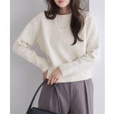 ラメ/オフホワイト | ネックが選べる無地ラメクロップド丈ニット ニット ラメ | Pierrot