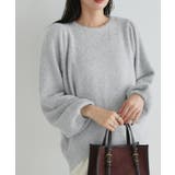 杢ライトグレー | ふんわりシャギーパフスリーブニット ニット パフスリーブ | Pierrot