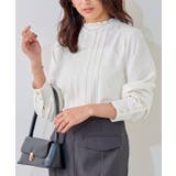オフホワイト | フリルネックタックTブラウス ブラウス タック | Pierrot