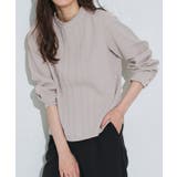 グレー | フリルネックタックTブラウス ブラウス タック | Pierrot