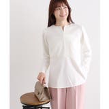 オフホワイト | キーネックペプラムTブラウス Tブラウス カットジョーゼット | Pierrot