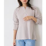 グレー | キーネックペプラムTブラウス Tブラウス カットジョーゼット | Pierrot
