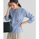 ブルー | メタルバータイデザインTブラウス Tブラウス カットジョーゼット | Pierrot