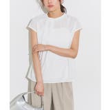 オフホワイト | タイ風フレンチスリーブTブラウス Tブラウス カットジョーゼット | Pierrot