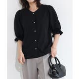 ブラック | 2wayパールボタンキャンディースリーブTブラウス Tブラウス カットジョーゼッ… | Pierrot