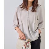 グレー | ピンタックデザインキーネックTブラウス ブラウス ピンタック | Pierrot