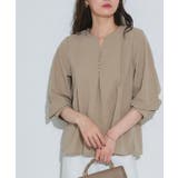 ベージュ | ピンタックデザインキーネックTブラウス ブラウス ピンタック | Pierrot