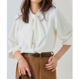 オフホワイト | ボウタイデザインTブラウス ブラウス ボウタイ | Pierrot