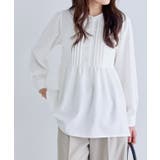 オフホワイト | ピンタックパールフレアTブラウス ブラウス 伸縮性 | Pierrot