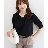 ブラック | 【接触冷感 UV ウォッシャブル】2wayネックパールデザインTブラウス | Pierrot