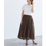 ブラウン | コットンギャザーロングスカート ロングスカート フレアスカート コットン | Pierrot
