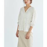 カット刺繍ノーカラーブラウス ブラウス 綿100 コットン ノーカラー 刺繍 | Pierrot | 詳細画像10 