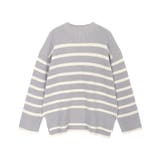 グレー×アイボリー | ボトルネックパネルボーダーニット ニット ボトルネック | Pierrot