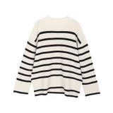 アイボリー×ブラック | ボトルネックパネルボーダーニット ニット ボトルネック | Pierrot