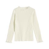 オフホワイト×ホワイト | レース付クルーネックリブニット ニット セーター | Pierrot