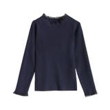 ネイビー×ブラック | レース付クルーネックリブニット ニット セーター | Pierrot