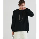 ブラック | [吸湿発熱] 選べるネックサイドスリットニット ニット | Pierrot