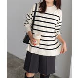 アイボリー×ブラック | [吸湿発熱] 選べるネックサイドスリットニット ニット | Pierrot