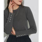 A/チャコール | 選べるデザイン袖ボタンリブニット ニット パール | Pierrot