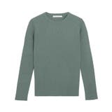 A/グレイッシュグリーン | 選べるデザイン袖ボタンリブニット ニット パール | Pierrot