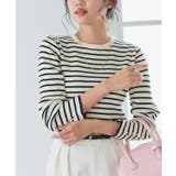 B/アイボリー×ブラック | 選べるデザイン袖ボタンリブニット ニット パール | Pierrot