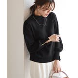 ブラック | ゴールドボタンボリュームスリーブニット デザインニット ボリュームスリーブ | Pierrot
