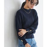 ネイビー | ゴールドボタンボリュームスリーブニット デザインニット ボリュームスリーブ | Pierrot