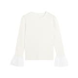 ロングフレア袖/オフホワイト | 選べる袖デザインリブニット ニット 細リブ | Pierrot