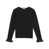 シアーフリル袖/ブラック | 選べる袖デザインリブニット ニット 細リブ | Pierrot