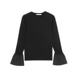 ロングフレア袖/ブラック | 選べる袖デザインリブニット ニット 細リブ | Pierrot