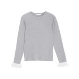 シアーフリル袖/杢グレー | 選べる袖デザインリブニット ニット 細リブ | Pierrot