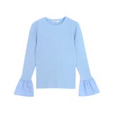 ロングフレア袖/サックス | 選べる袖デザインリブニット ニット 細リブ | Pierrot