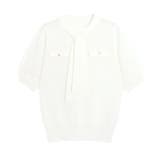 オフホワイト | リネンタッチボウタイポケットニット ニット リネンタッチ | Pierrot