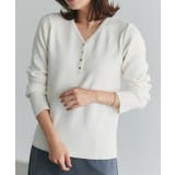 オフホワイト | 多機能ヘンリーVネックニットプルオーバー ニット Vネック | Pierrot