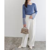 袖シアー切り替えアシメネックリブニット ニット リブ | Pierrot | 詳細画像15 