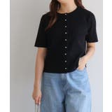 ブラック | メタルボタンニットカーディガン カーディガン クロップド丈 | Pierrot