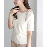 オフホワイト×グレージュ | リボンデザインニットプルオーバー ニット リボンデザイン | Pierrot