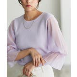 ラベンダー | ネックが選べるシアードッキングキャンディースリーブニット ニット シアー | Pierrot