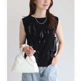 ブラック | リボンモチーフノースリーブニット ニット ノースリーブ | Pierrot