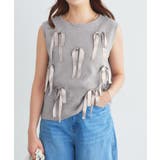 杢ライトグレー | リボンモチーフノースリーブニット ニット ノースリーブ | Pierrot