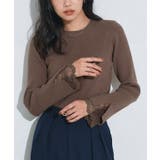 モカ | 袖スカラップレースデザインニット ニット レース | Pierrot