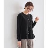 ブラック | ゴールドボタンペプラムカーディガン カーディガン ペプラム | Pierrot