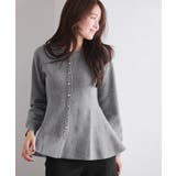 杢チャコール | ゴールドボタンペプラムカーディガン カーディガン ペプラム | Pierrot