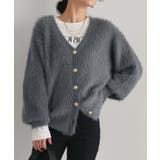 チャコール | ゴールドボタンシャギーニットカーディガン カーディガン ニット | Pierrot